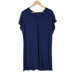 Madewell Shift Dress Medium Navy Blue V-Neck Short Sleeve Minimalist Workwear